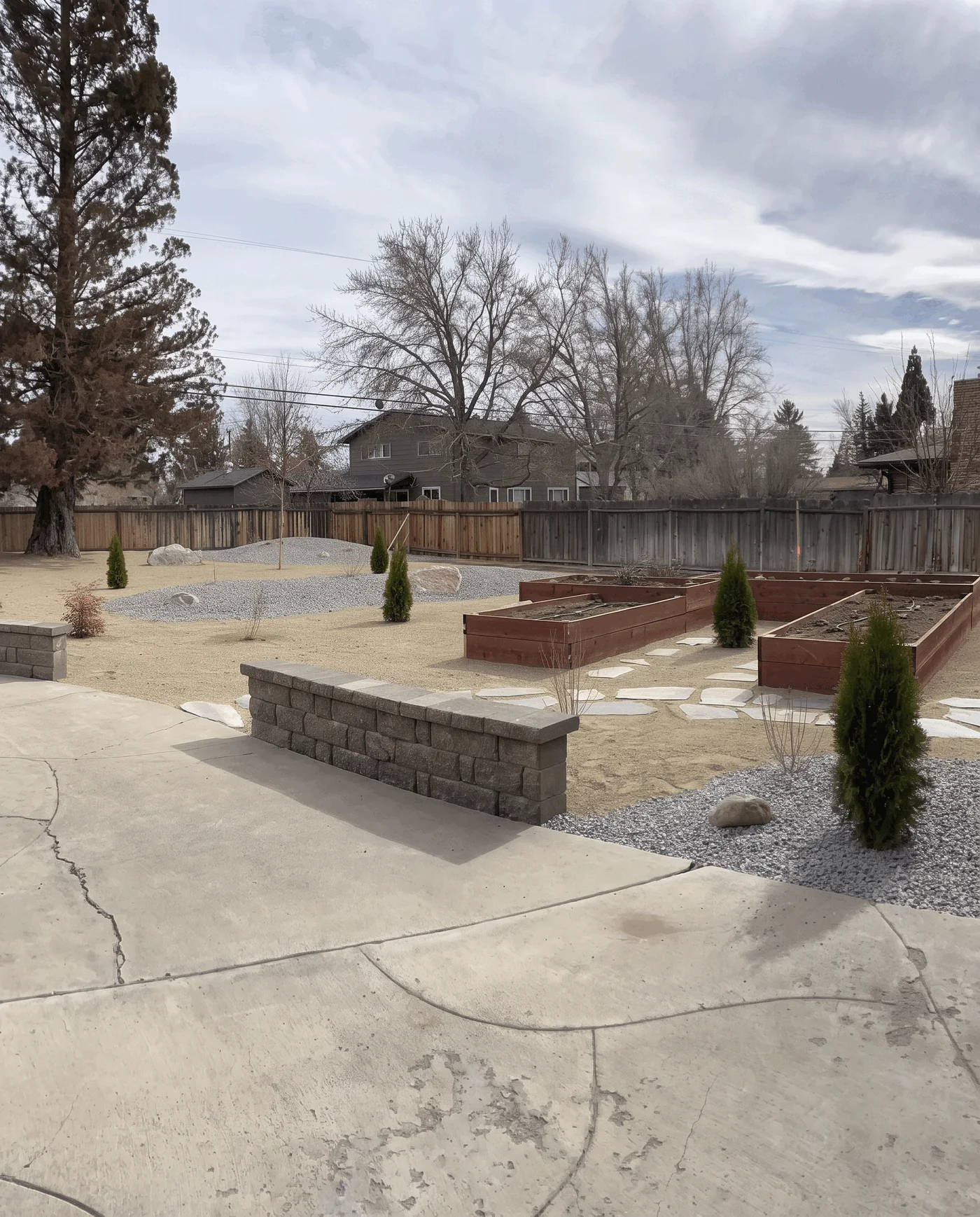 Concrete surface integrated with the surrounding outdoor property