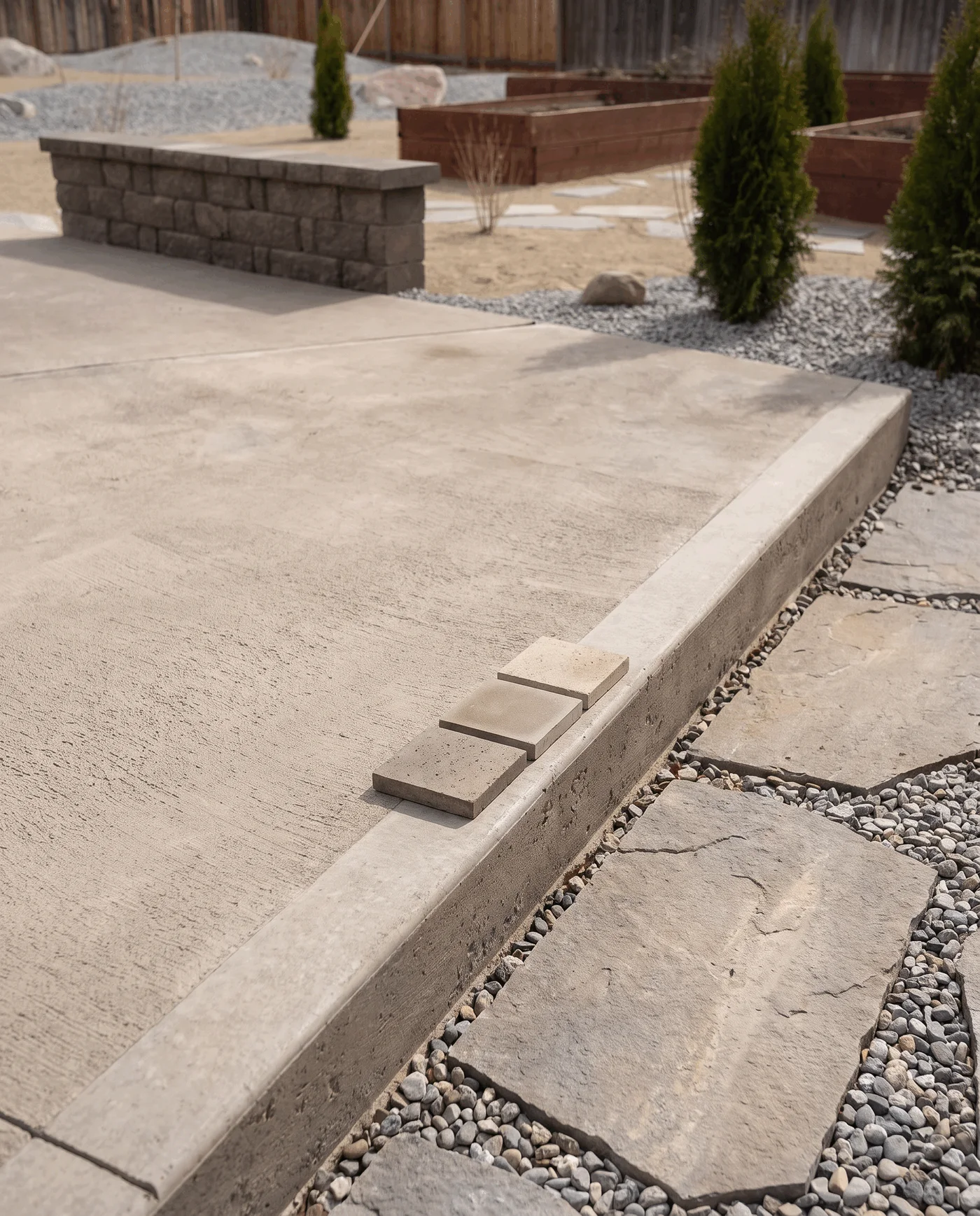 Concrete finish and edge detail considered for an outdoor project