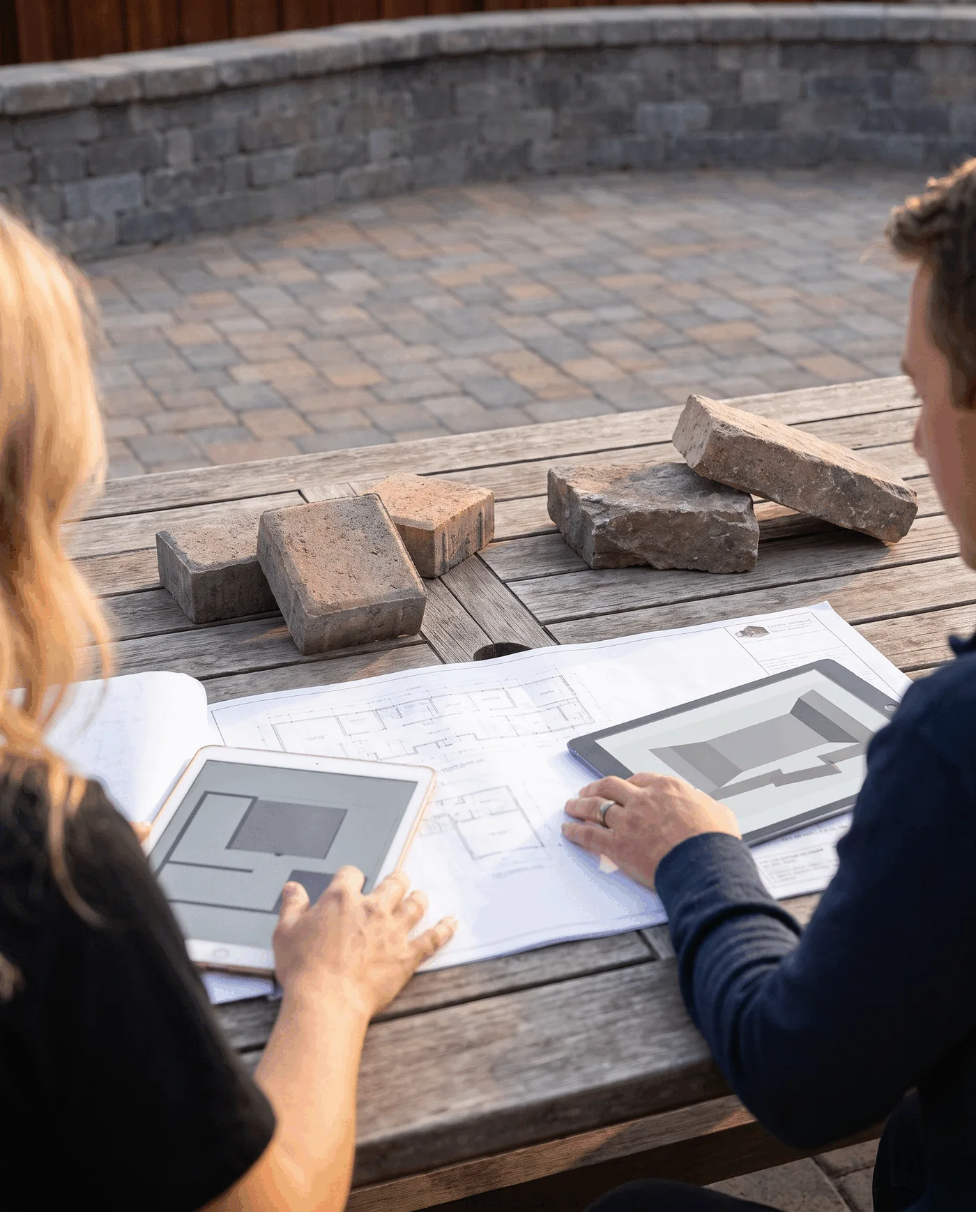 Outdoor living project details during a preconstruction review
