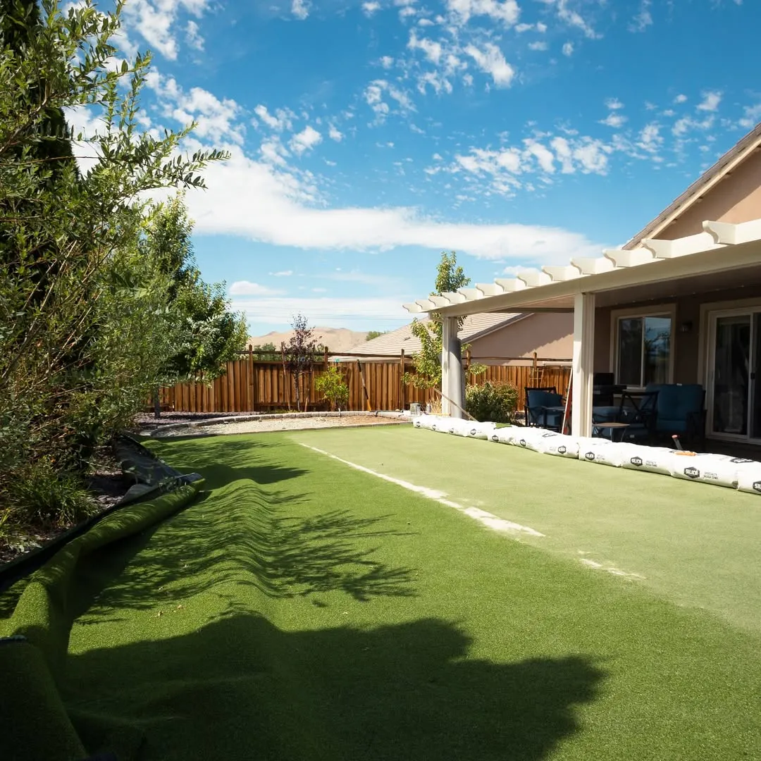 Artificial turf creating a usable green outdoor area