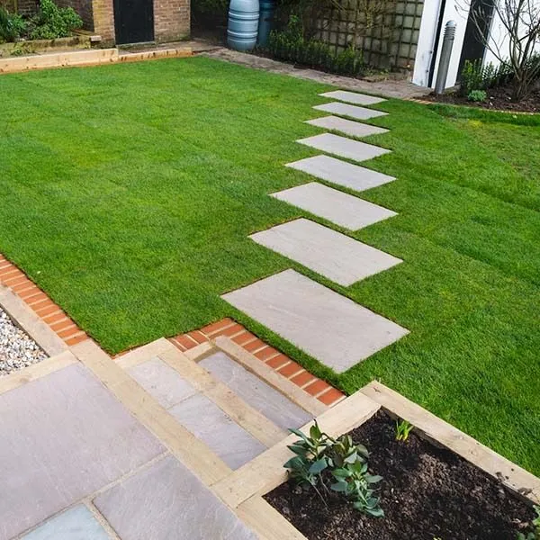 Completed landscape with rock, planting, and hardscape details