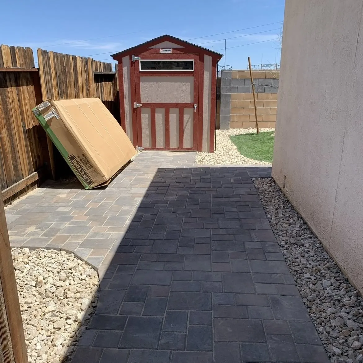 Finished paver patio connecting key outdoor areas