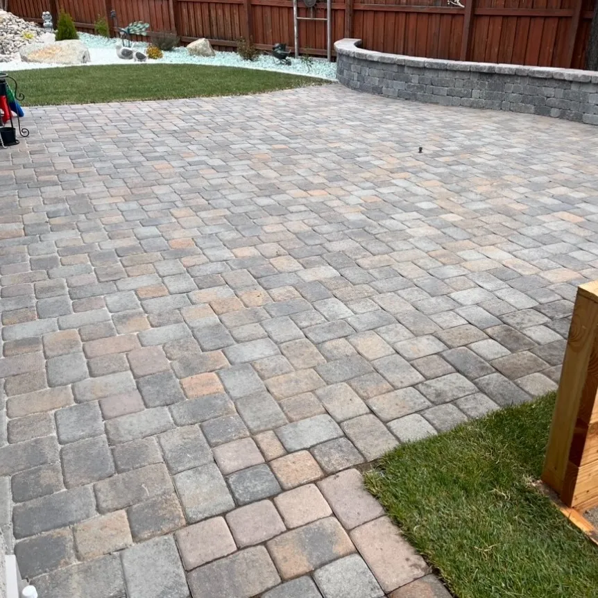 Paver installation defining a residential outdoor space