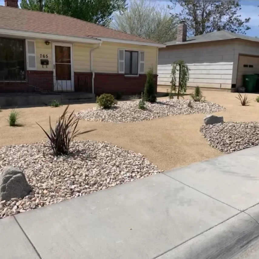 Residential outdoor space with finished landscape details
